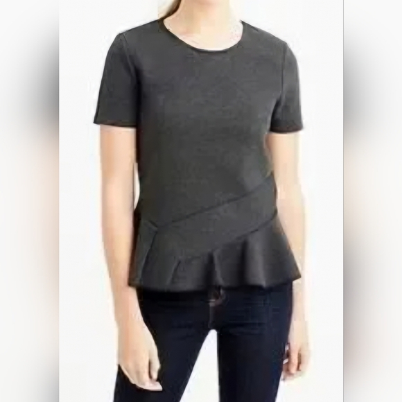 J. Crew Black Fitted Peplum Top Blouse Navy Blue Size Small - Picture 1 of 8